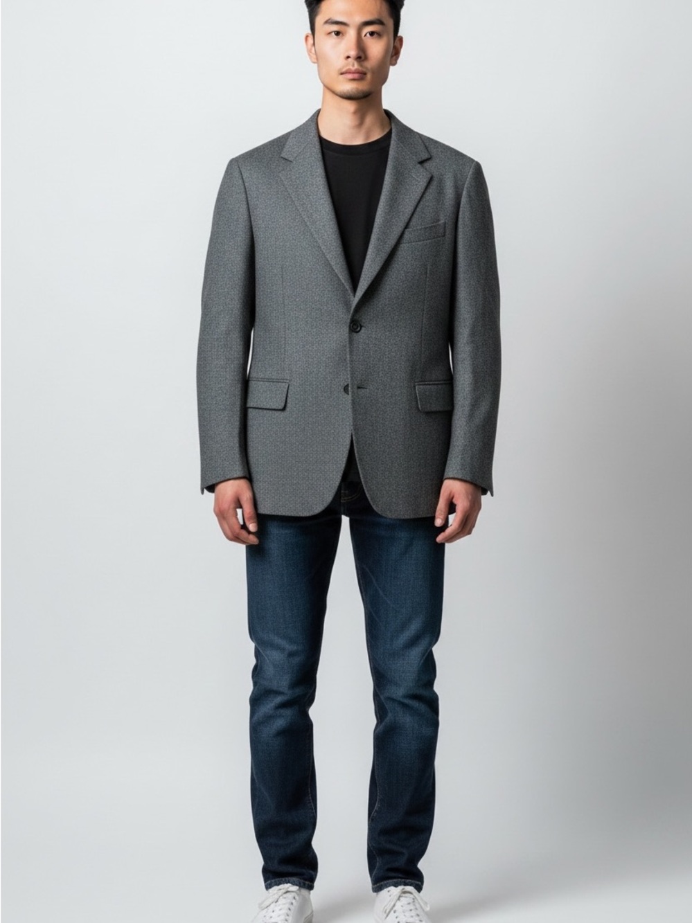Men's Charcoal Textured Blazer - Modern Tailored Fit